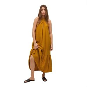 Mango Flowy Ruffled Halter Dress